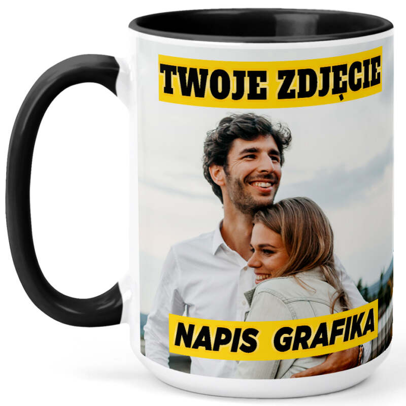 Duży Kubek Czarny z Własnym Nadrukiem