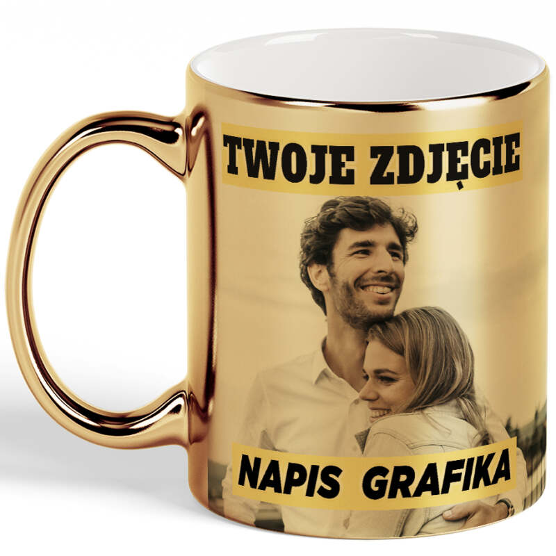 Złoty kubek personalizowany lustrzany Łódź