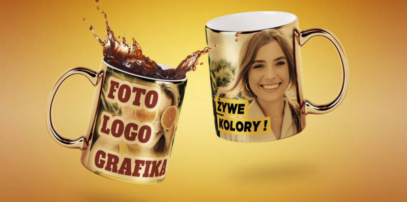 złote fotokubki firmowe reklamowe gadżety łódź