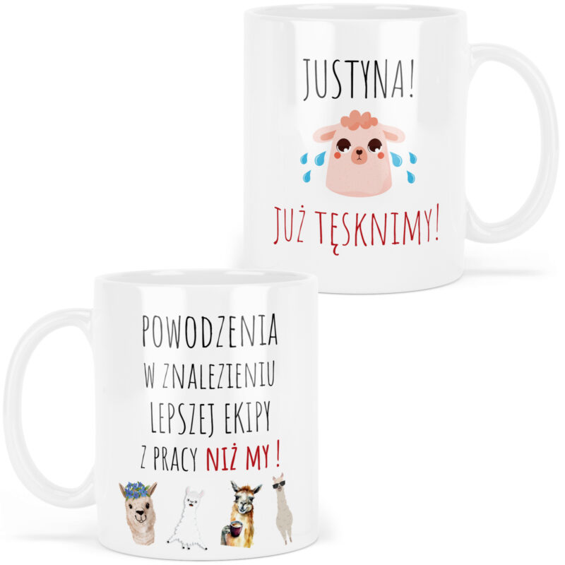 Kubek personalizowany na ODEJŚCIE Z PRACY alpaki