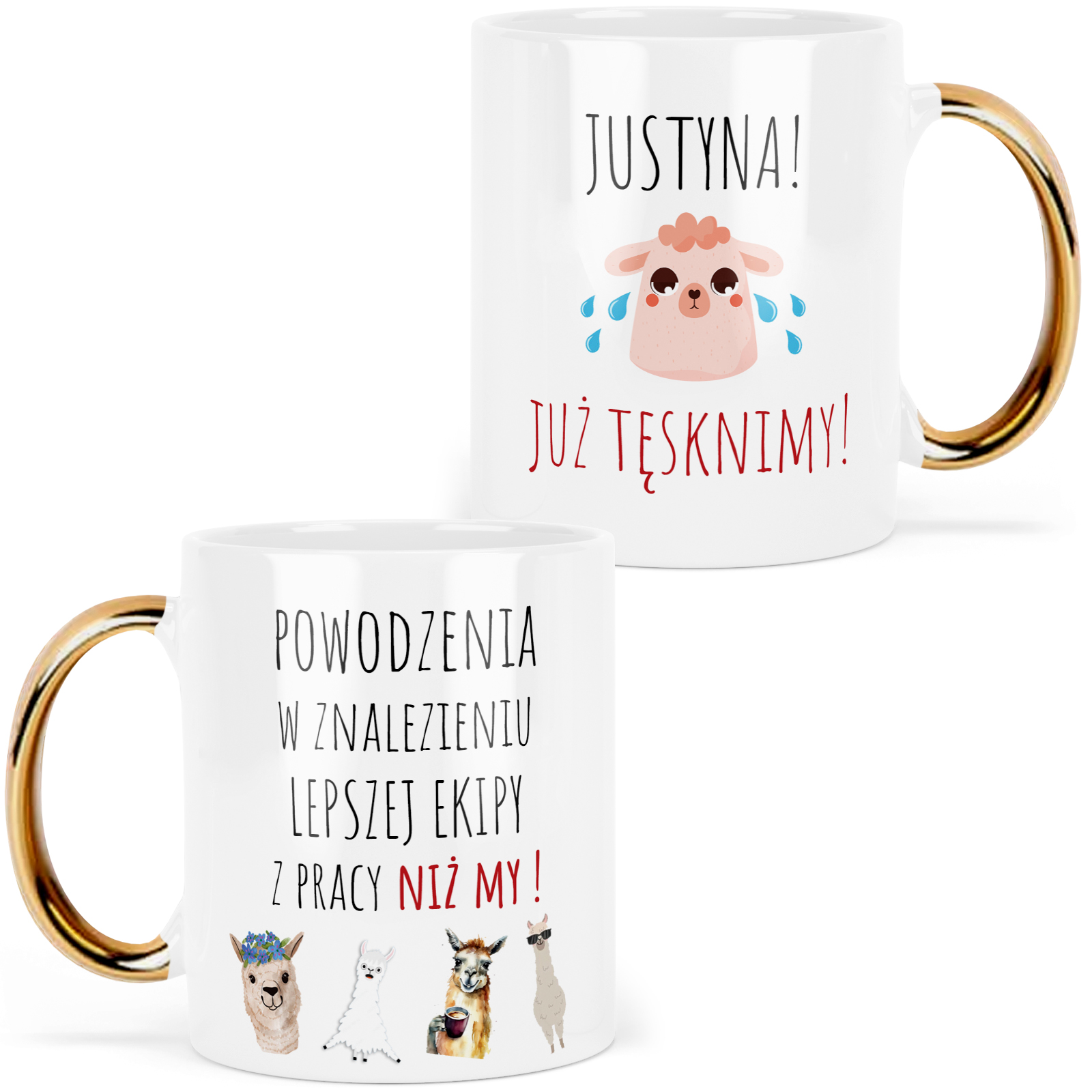 Kubek złoty pożegnanie ODEJŚCIE Z PRACY śmieszny prezent personalizowany z napisem