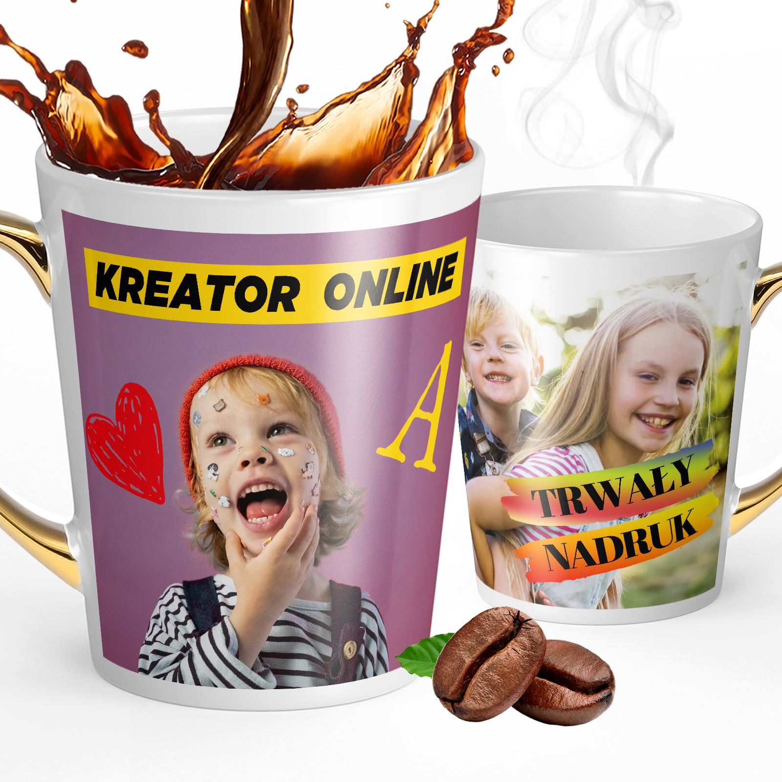 Kubek Latte Złoty z Własnym Zdjęciem Napisem Nadrukiem PERSONALIZOWANY - obrazek 5