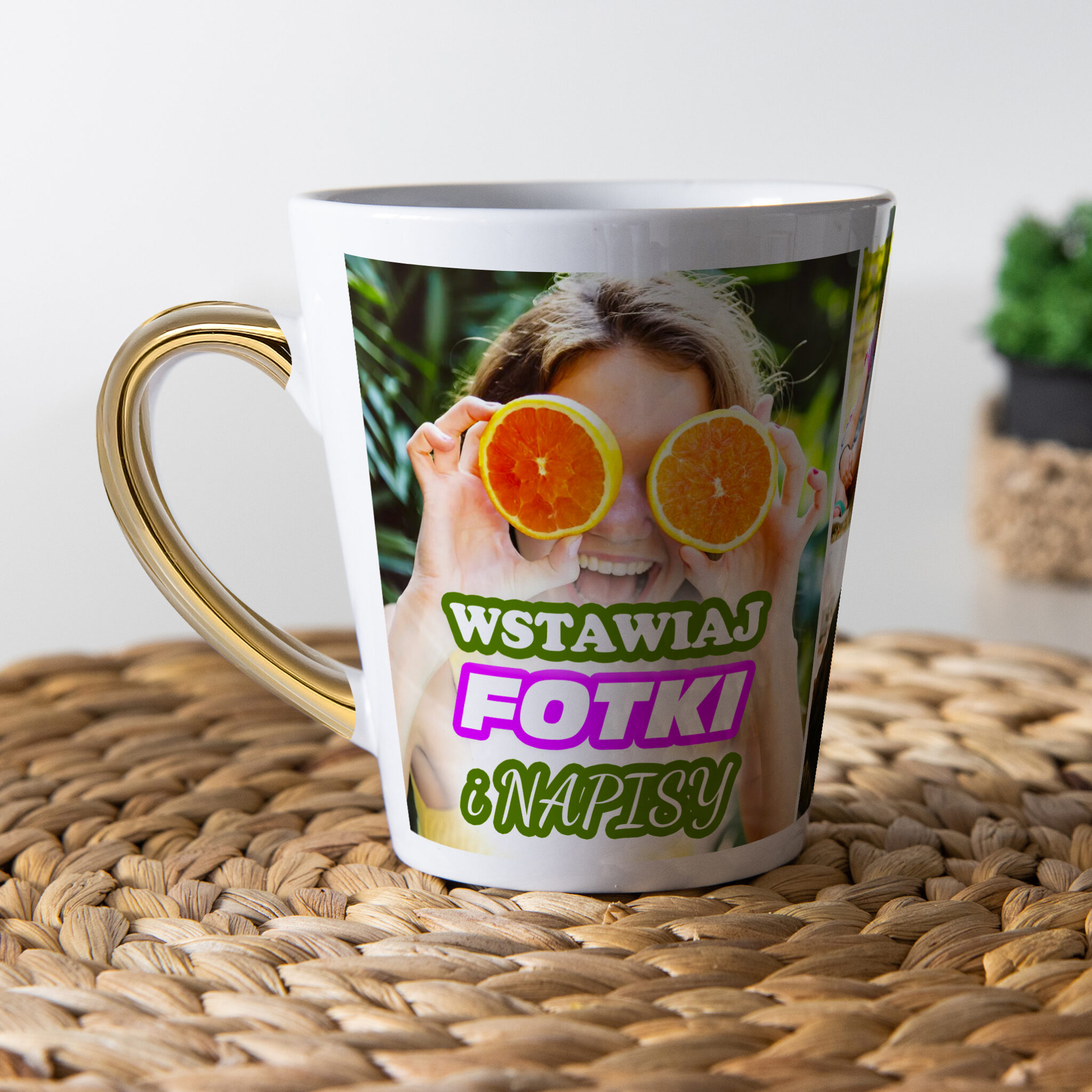 Kubek Latte Złoty z Własnym Zdjęciem Napisem Nadrukiem PERSONALIZOWANY - obrazek 3