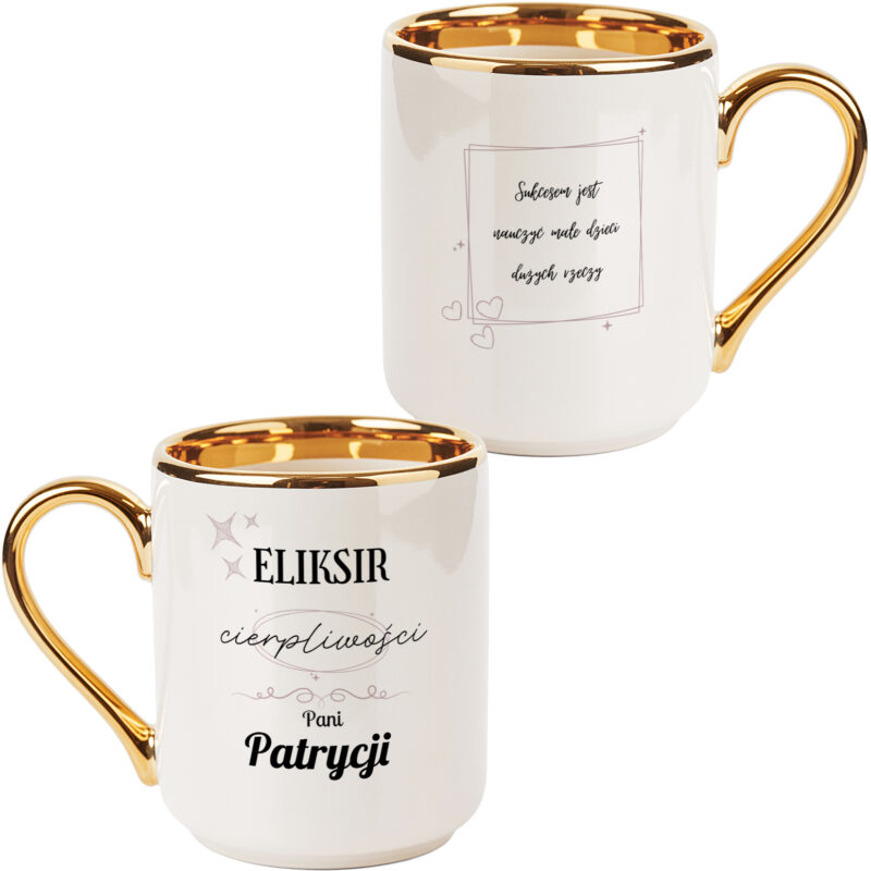 Kubek Elegancki Złoty Kosmetyczki Stylistki Paznokci z Grafiką Nadrukiem