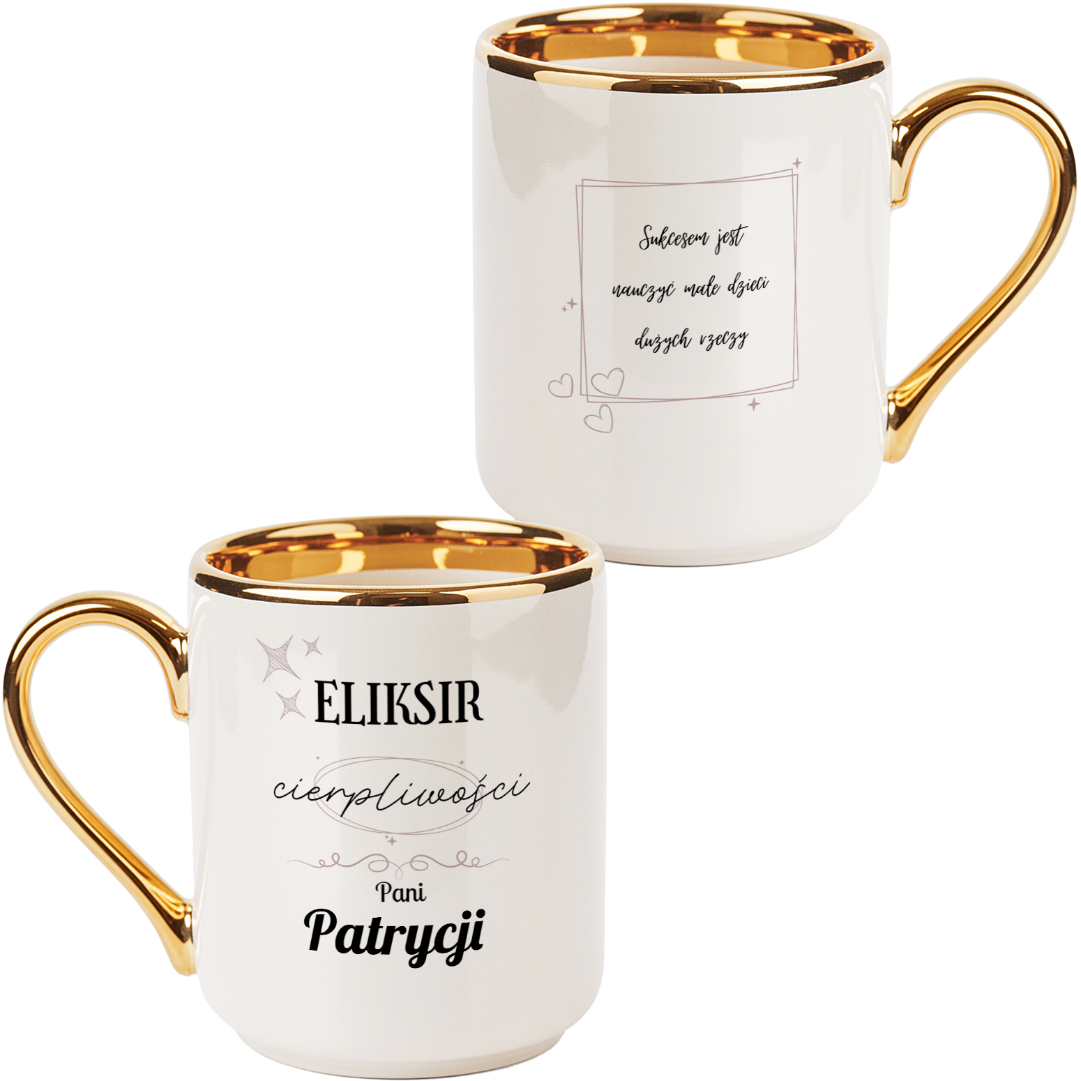 Kubek Elegancki Złoty Kosmetyczki Stylistki Paznokci z Grafiką Nadrukiem